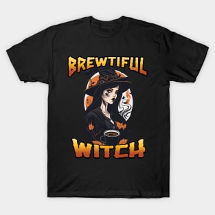 Brewtiful Witch Halloween Coffee lover T-Shirt